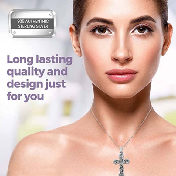 STERLING SILVER CROSS PENDANT - Picture 6 of 6